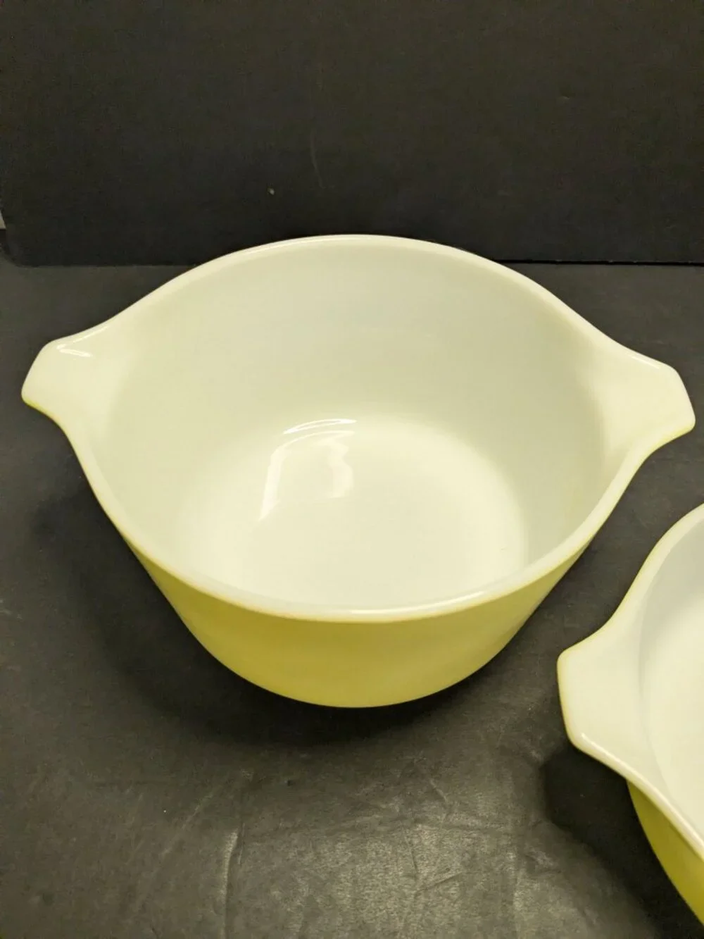 Vintage Pyrex Yellow & Green Casserole Dishes Lot Of 2 - 471 1 PT & 473 1 QT Wit